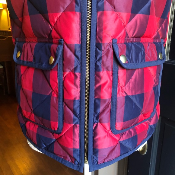 J.Crew Excursion Puffer Down Vest Buffalo Check - Picture 3 of 8
